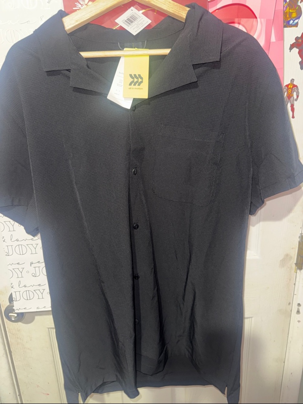 all in motion Black Short-Sleeve Casual Button-Down Shirt